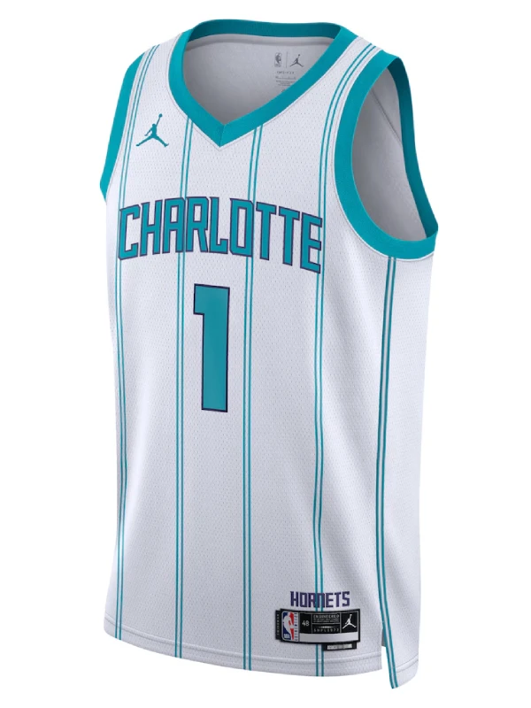 Charlotte Hornets Jordan Brand Association Edition Swingman Jersey - White - LaMelo Ball - Unisex