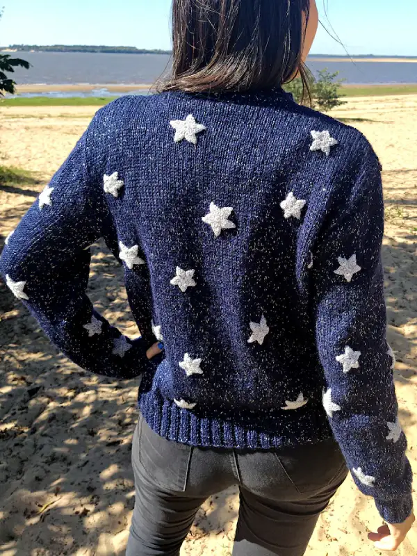 Coraline Star Glitter Knit Sweater Blue