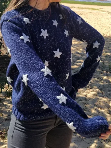 Coraline Star Knit Sweater Blue