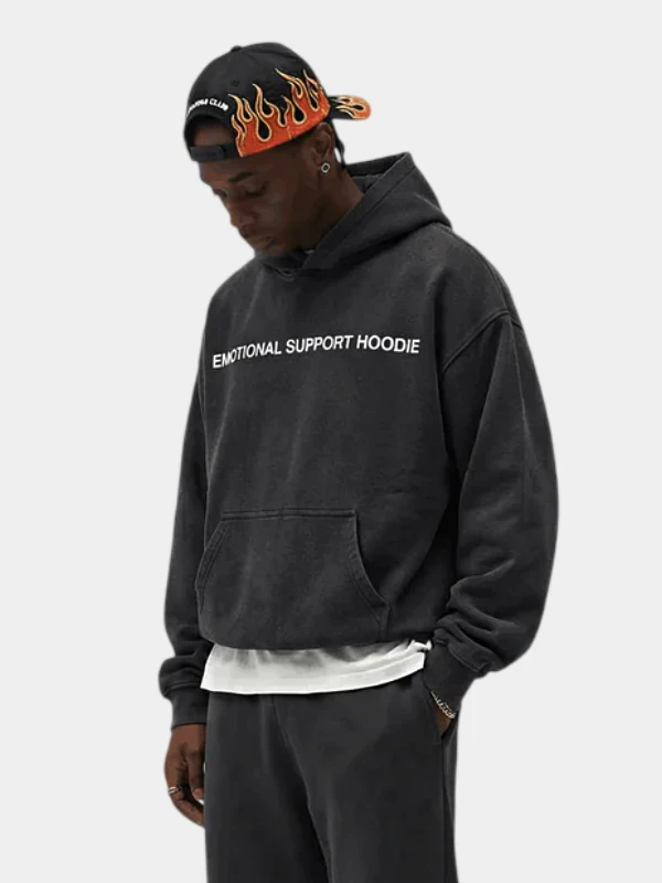 Emotional Support Black Oversized Hoodie