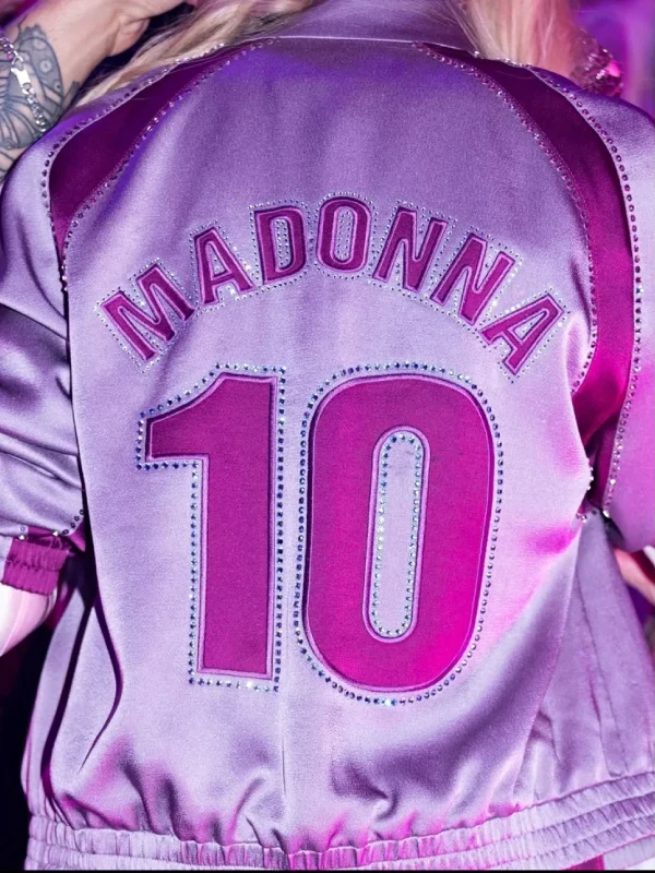 FIFA World Cup Final Halftime Show Madonna Purple Satin Jacket