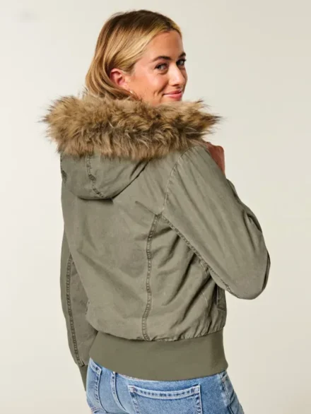 Faux Fur-Lined Hollister Bomber Jacket