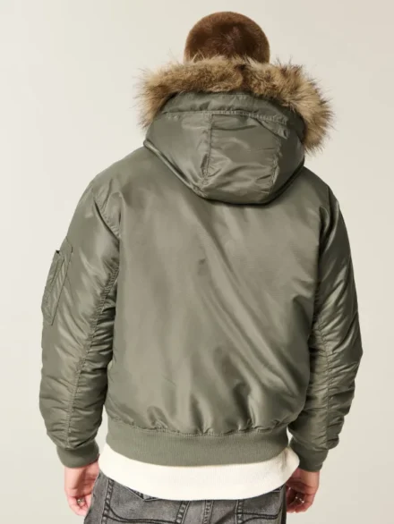 Hollister Hooded Fur Bomber Jacket