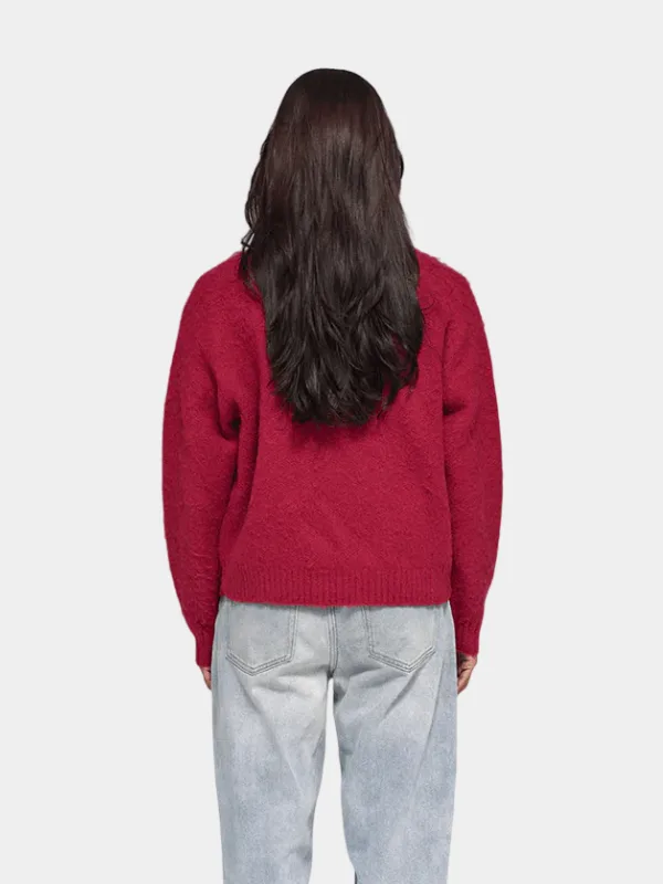 Mutimer Shaggy Mohair Knit Sweater Wine