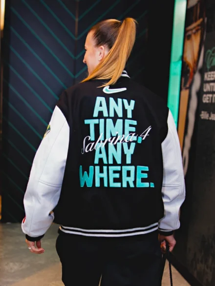 Sabrina Ionescu Any Time Any Where Nike Varsity Jacket