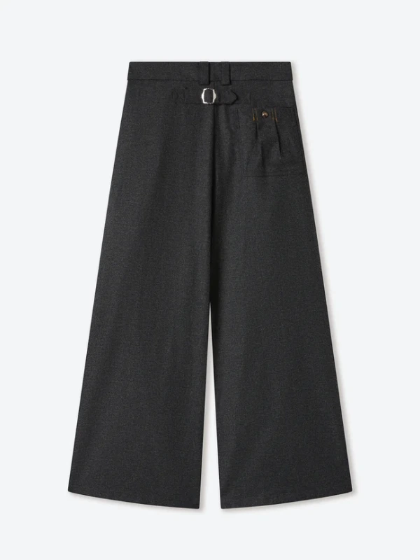 Shinzo Gyokudō Aged Black Pleated Wool Trousers Pants