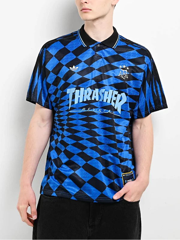 Thrasher x adidas x AFA Blue & Black Soccer Jersey