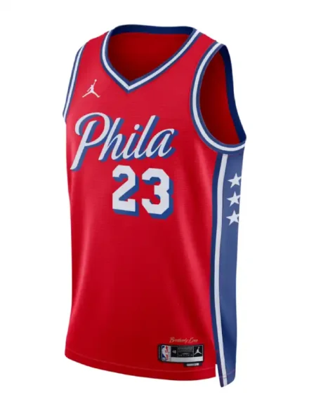 Unisex Philadelphia 76ers LeBron James Jordan Brand Red Swingman Jersey - Statement Edition