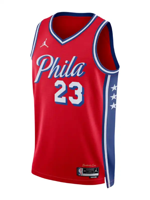 Unisex Philadelphia 76ers LeBron James Jordan Brand Red Swingman Jersey - Statement Edition