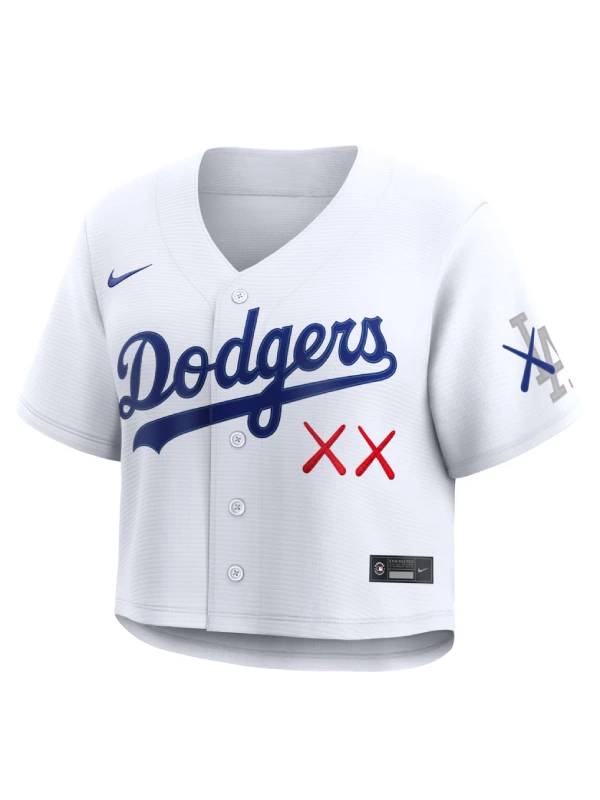Women's Los Angeles Dodgers Nike x KAWS White Cropped Replica Jersey