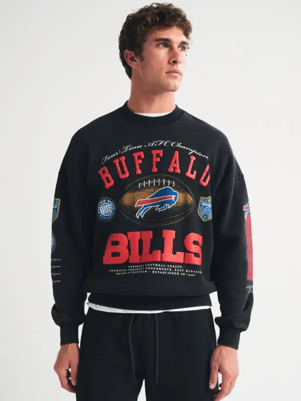 Abercrombie Buffalo Bills Crew Sweatshirt Black