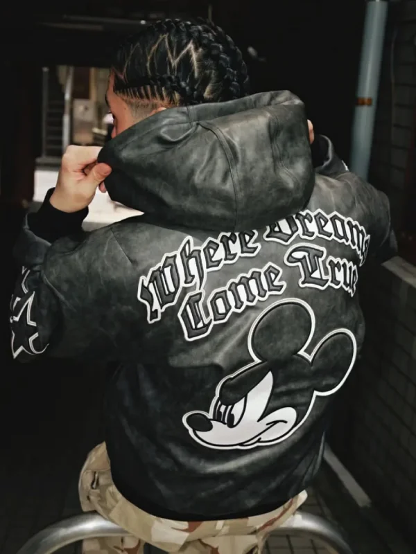 Adidas Disney Mickey Mouse Dreams Hooded Leather Jacket