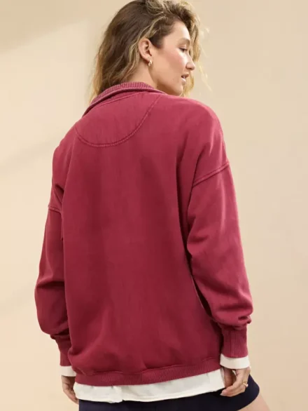 Aerie Quarter Snap Sweatshirt Cherry