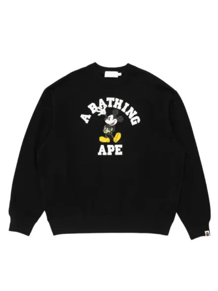BAPE x Disney Mickey Mouse Crewneck Sweratshirt Black