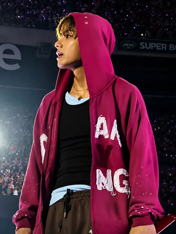 BTS Arirang New York Zip-Up Hoodie Red