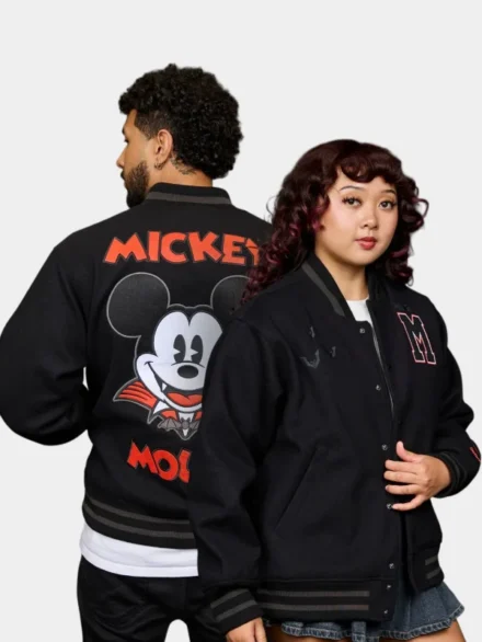 Cakeworthy Disney Mickey Mouse Vampire Varsity Jacket Black