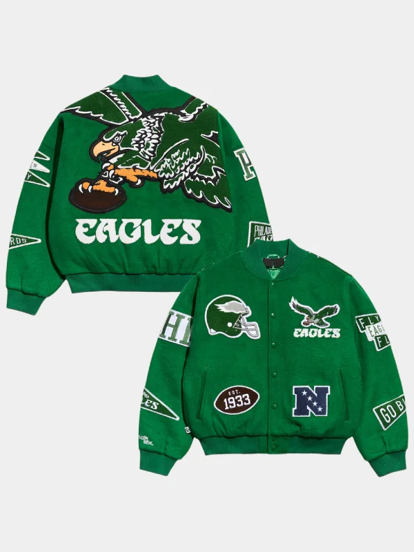 Chalk Line Kelly Green Philadelphia Eagles Pennant Varsity Jacket