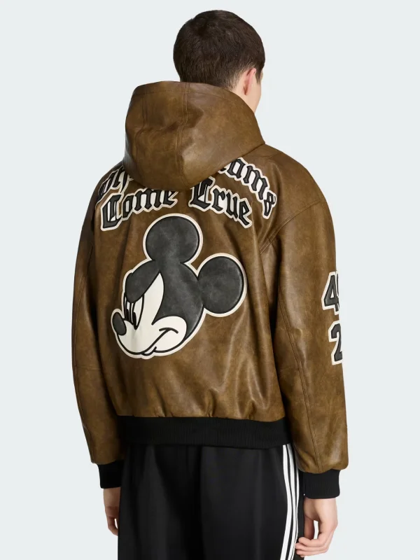 Disney x adidas Mickey Mouse Hooded Leather Jacket