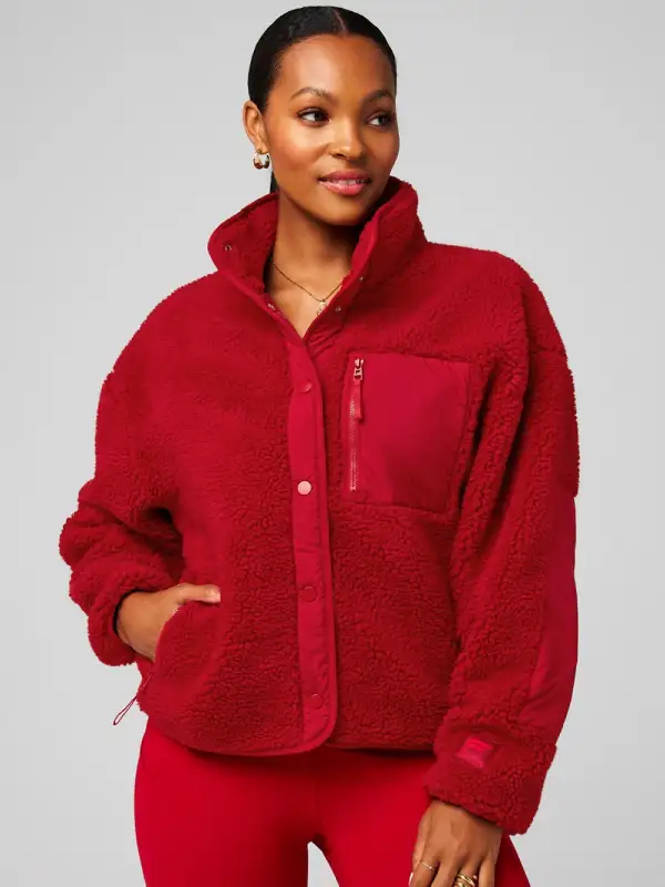 Fabletics Teddy Jacket Red