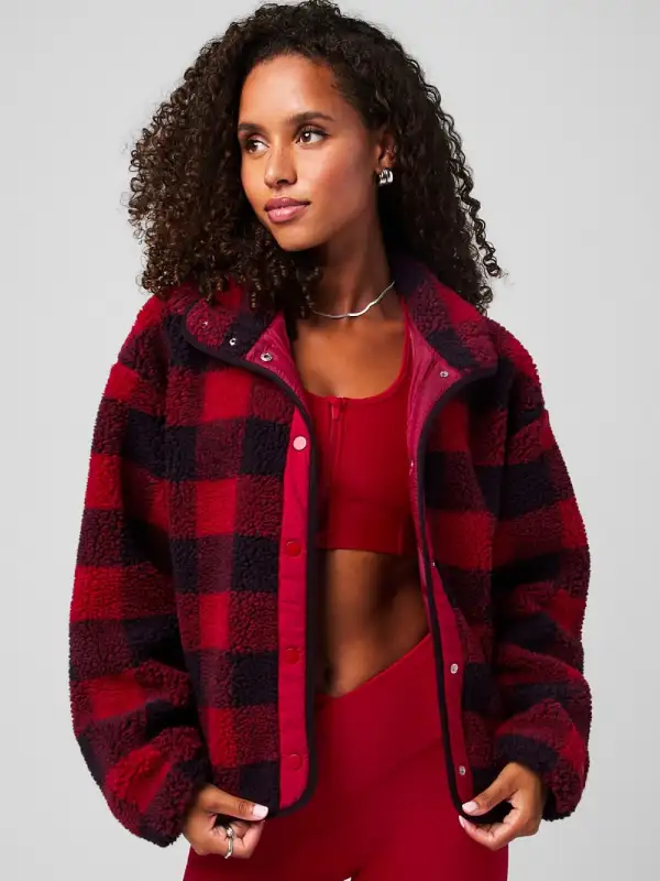 Fabletics Teddy Plaid Jacket