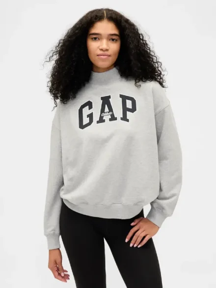 Gap Heavyweight French Terry Oversized Mockneck Logo Sweatshirt