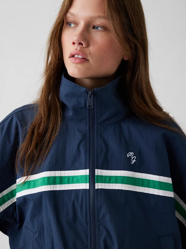 Gap × Malbon Textured Poplin Windbreaker Jacket Navy