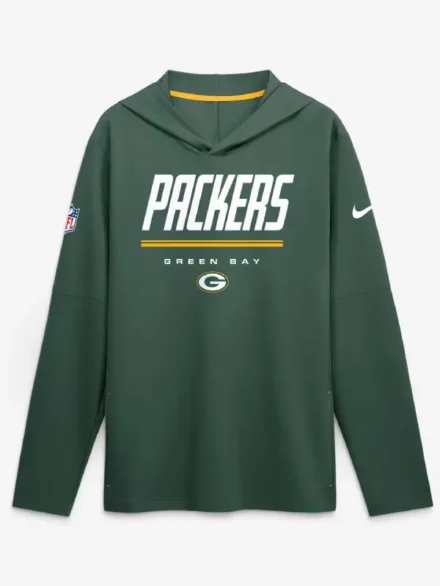 Green Bay Packers Nike Sideline Game On Long Sleeve Hooded T-shirt
