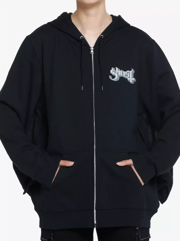 Hot Topic Ghost Bat Wing Girls Hoodie Black