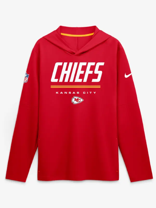 Kansas City Chiefs Nike Sideline Game On Long Sleeve Hooded T-shirt