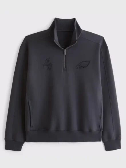 Men's Abercrombie & Fitch Black Philadelphia Eagles YPB neoKNIT MAX Half-Zip Top