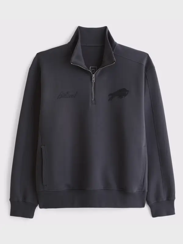 Men's Buffalo Bills Abercrombie & Fitch Black YPB neoKNIT MAX Half-Zip Top
