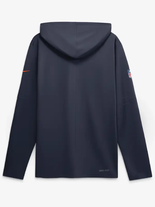 Men's Chicago Bears Nike Platinum Sideline Game On Lightweight Long Sleeve Hooded Dri-FIT Top
