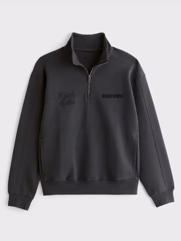 Men's Las Vegas Raiders Abercrombie & Fitch Black YPB neoKNIT MAX Half-Zip Top