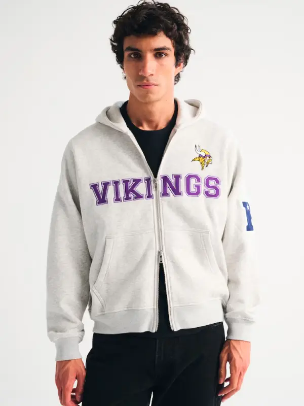 Men's Minnesota Vikings Abercrombie & Fitch Gray Fleece Full-Zip Hoodie
