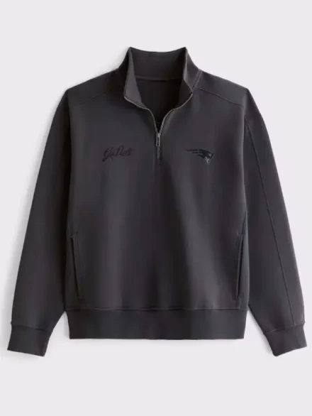 Men's New England Patriots Abercrombie & Fitch Black YPB neoKNIT MAX Half-Zip Top