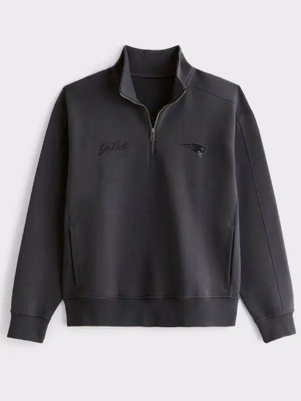 Men's New England Patriots Abercrombie & Fitch Black YPB neoKNIT MAX Half-Zip Top