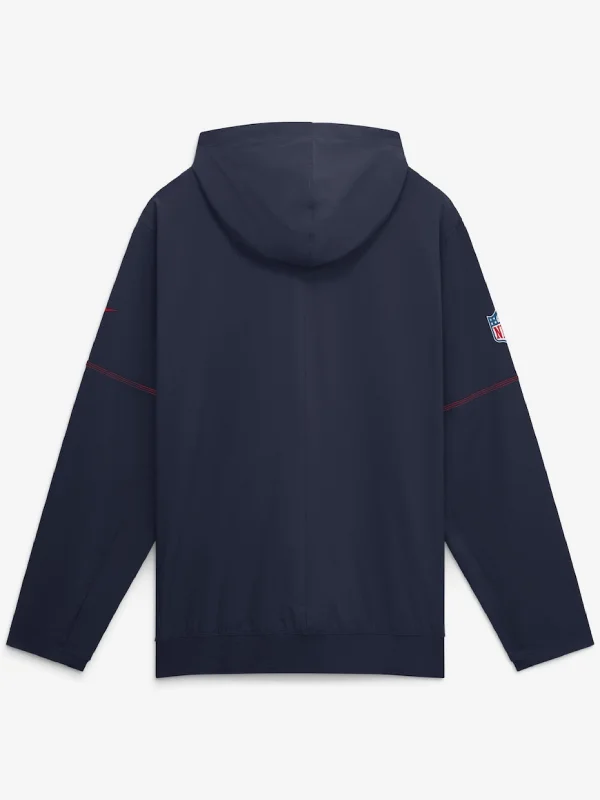 Men's New England Patriots Nike Navy Sideline Logo Glory Anorak Half-Zip Hooded Jacket