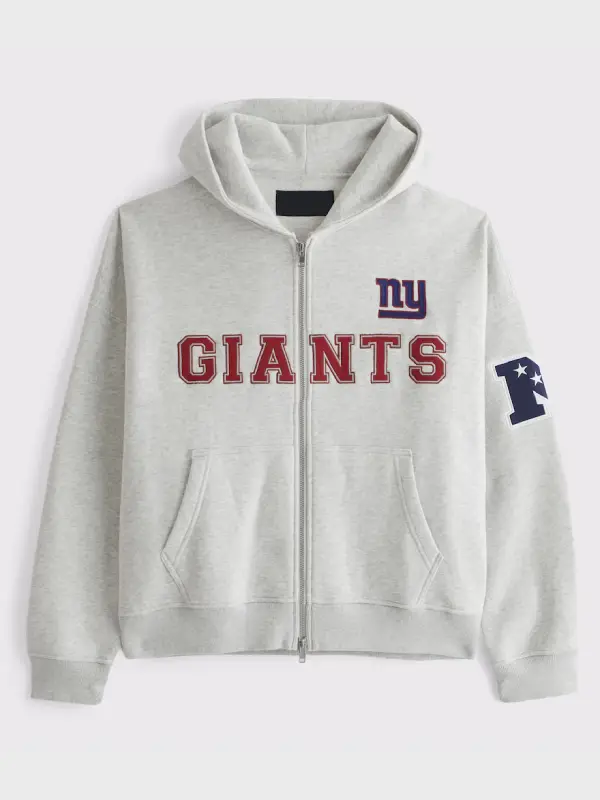 Men's New York Giants Abercrombie & Fitch Gray Fleece Full-Zip Hoodie