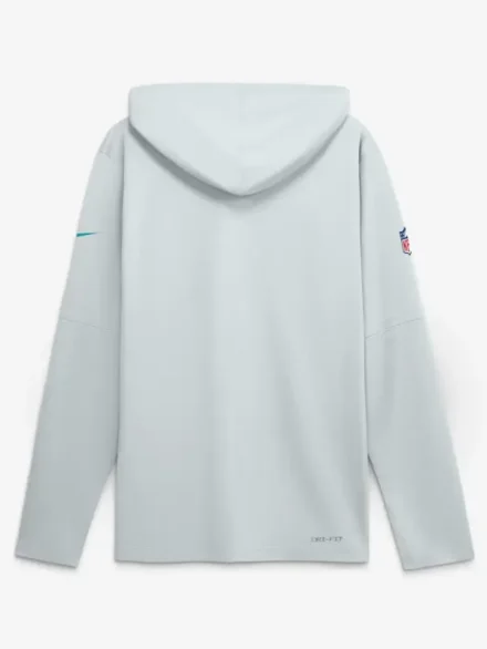 Men's Nike Platinum Miami Dolphins Sideline Game On Lightweight Long Sleeve Hooded Dri-FIT Top