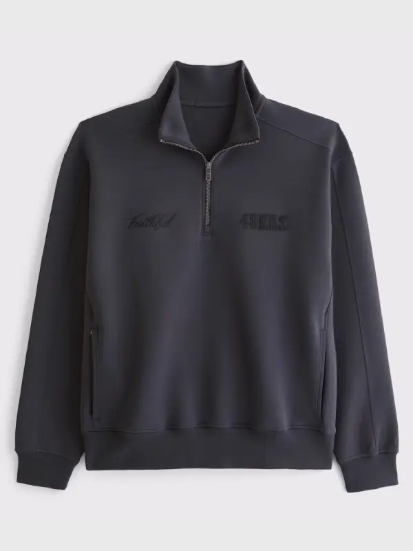 Men's San Francisco 49ers Abercrombie & Fitch Black YPB neoKNIT MAX Half-Zip Top
