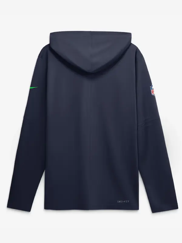 Men's Seattle Seahawks Nike College Navy Sideline Game On Lightweight Long Sleeve Hooded Dri-FIT Top