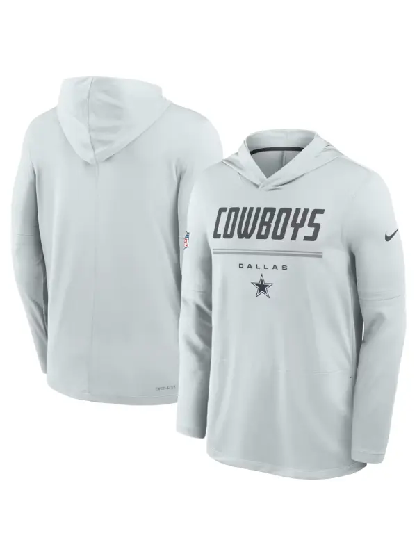 Nike Dallas Cowboys Sideline Game On Long Sleeve Hooded Top - Gray