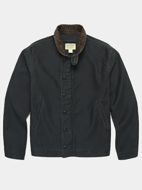 RRL Corduroy-Collar Cotton Deck Jacket Black