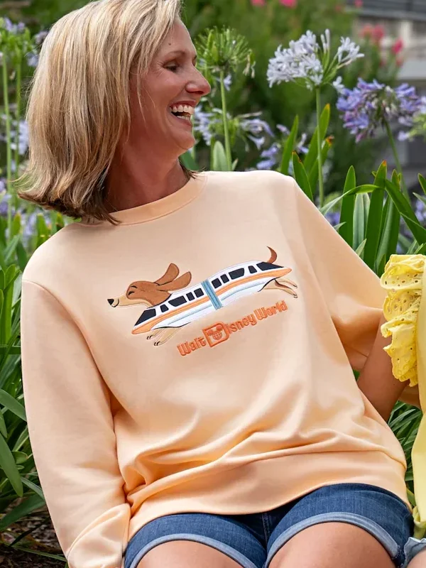 Walt Disney World Dachshund Monorail Weenie Dog Orange Pullover Sweatshirt