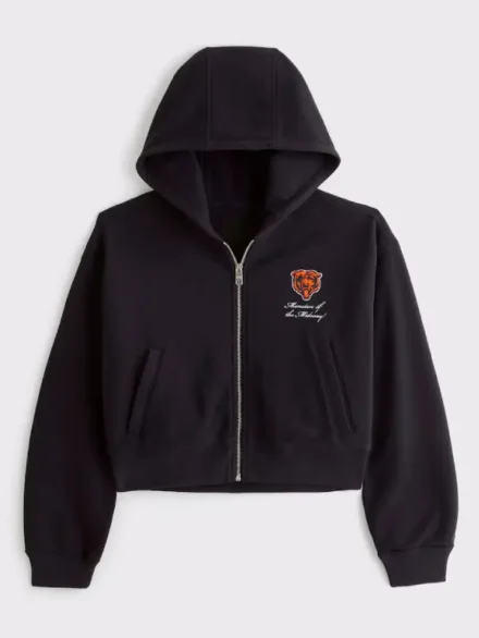 Women's Abercrombie & Fitch Navy Chicago Bears YPB On The Go 6AM Full-Zip Hoodie
