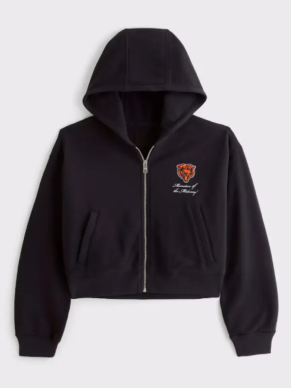 Women's Abercrombie & Fitch Navy Chicago Bears YPB On The Go 6AM Full-Zip Hoodie
