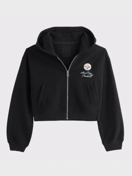 Women's Pittsburgh Steelers Abercrombie & Fitch Black YPB On The Go 6AM Full-Zip Hoodie