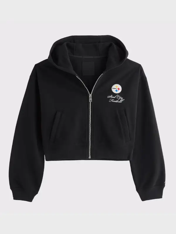 Women's Pittsburgh Steelers Abercrombie & Fitch Black YPB On The Go 6AM Full-Zip Hoodie