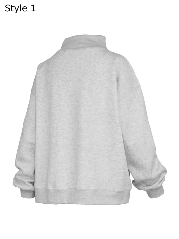Women's Pressbox Heather Gray Alabama Crimson Tide Oversized Nelson Mock Neck Sweatshirt