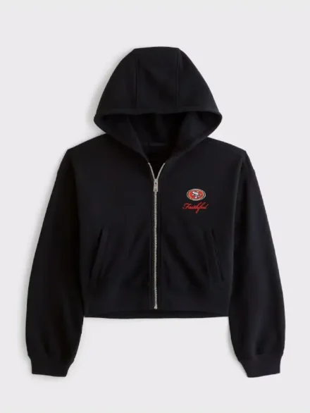 Women's San Francisco 49ers Abercrombie & Fitch Black YPB On The Go 6AM Full-Zip Hoodie